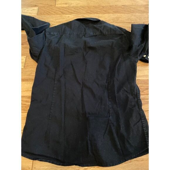 ASOS men's casual black cotton button down long sleeve collared shirt size large - Picture 6 of 8